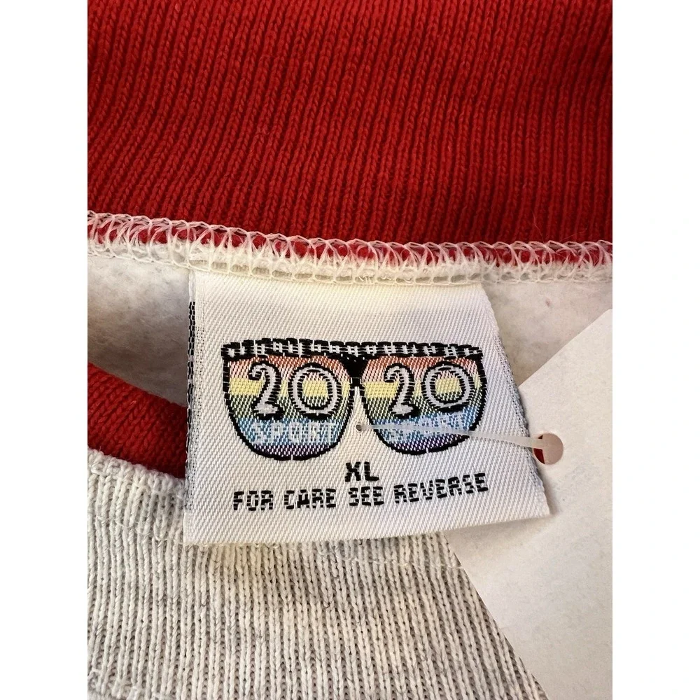 Vintage 20/20 Sport Sweatshirt Mens XL Colorblock Red Gray Crewneck NWT